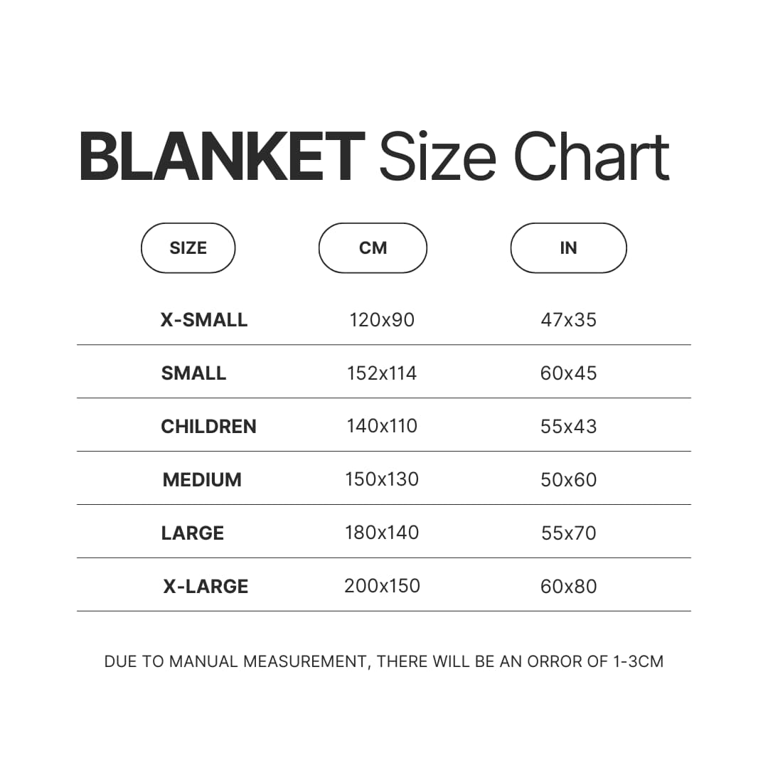 Blanket Size Chart - Pompom Purin Store
