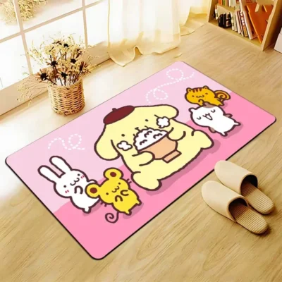 Cute Anime Dog PomPomPurin Carpet Non slip Bathroom Rug Rectangle Flannel Bath Mat Japanese Anime Living 8 - Pompom Purin Store