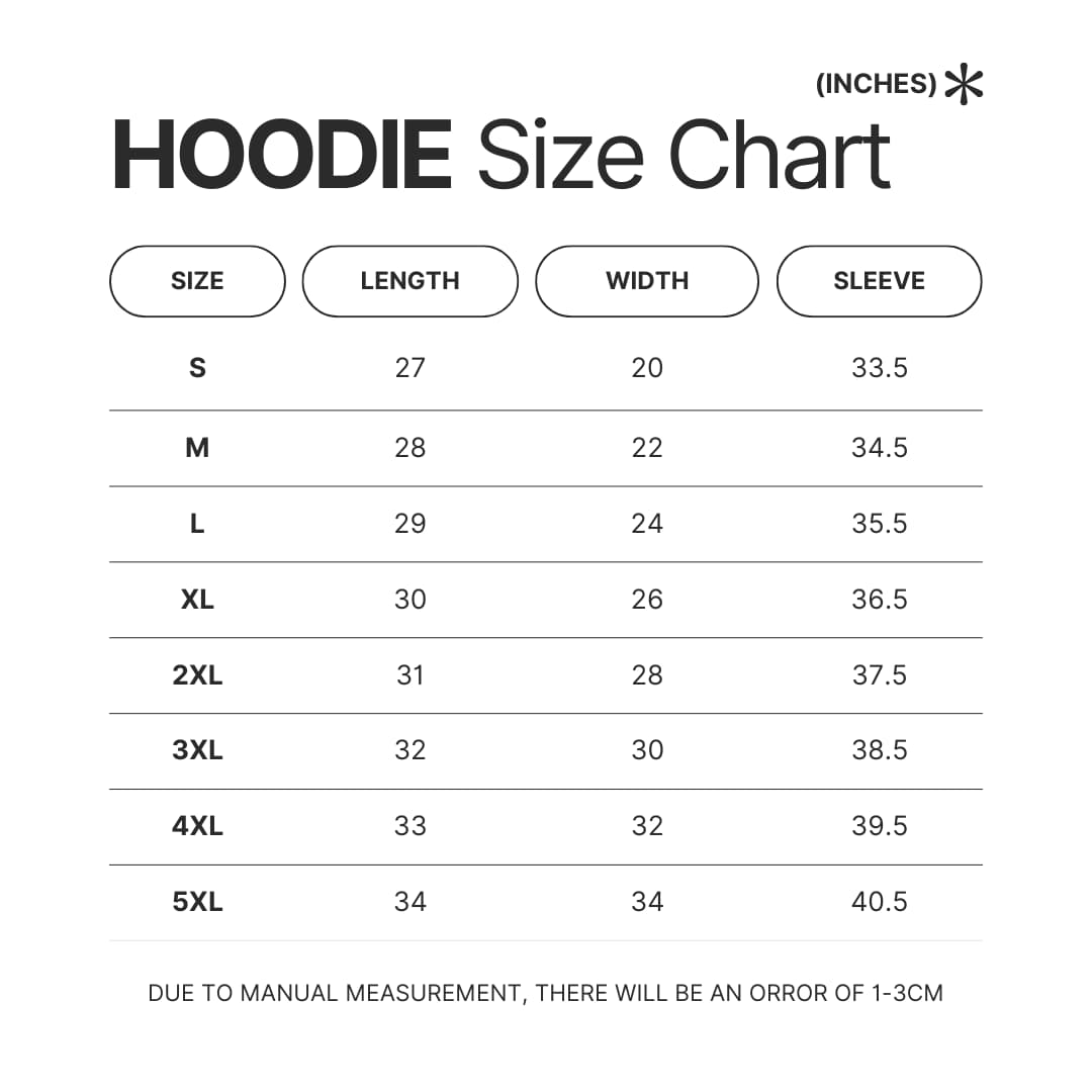 Hoodie Size Chart - Pompom Purin Store