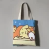 Kawaii Sanrio Anime Canvas Tote Bag Cute Pompompurin Cartoon Summer Portable Shopping Bag Originality Children Gifts 1 - Pompom Purin Store