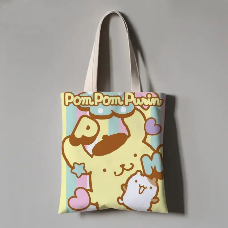 Kawaii Sanrio Anime Canvas Tote Bag Cute Pompompurin Cartoon Summer Portable Shopping Bag Originality Children Gifts 18 - Pompom Purin Store
