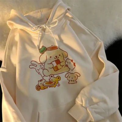 New Cute Kawaii Pompompurin Hoodies Cartoon Lovable Winter Printed Thickened Coat Birthday Gifts Girlfriend Gifts Toys - Pompom Purin Store