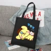 Sanrio Pompompurin Cartoon Print Tote Bag Fashion Women Handbag Girls Shoulder Storage Bags Canvas Travel Ladies 21 - Pompom Purin Store