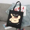 Sanrio Pompompurin Cartoon Print Tote Bag Fashion Women Handbag Girls Shoulder Storage Bags Canvas Travel Ladies 22 - Pompom Purin Store