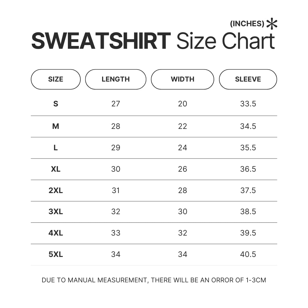 Sweatshirt Size Chart - Pompom Purin Store