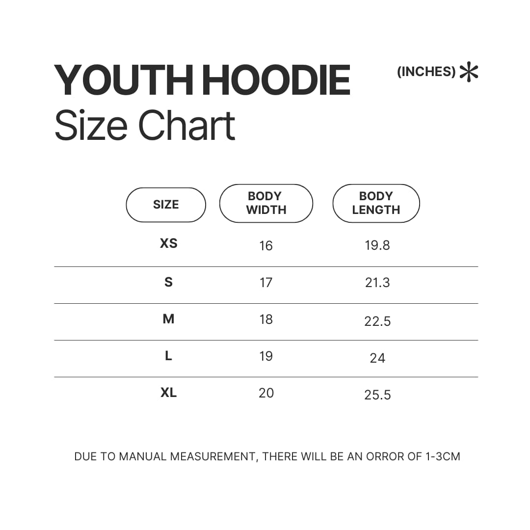Youth Hoodie Size Chart - Pompom Purin Store