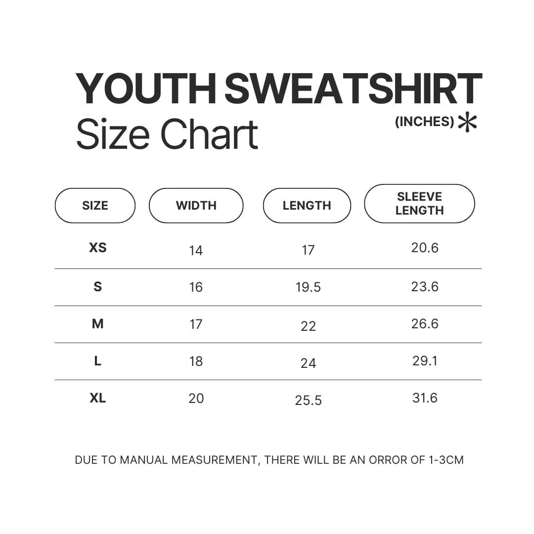 Youth Sweatshirt Size Chart - Pompom Purin Store