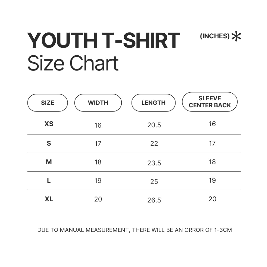 Youth T shirt Size Chart - Pompom Purin Store